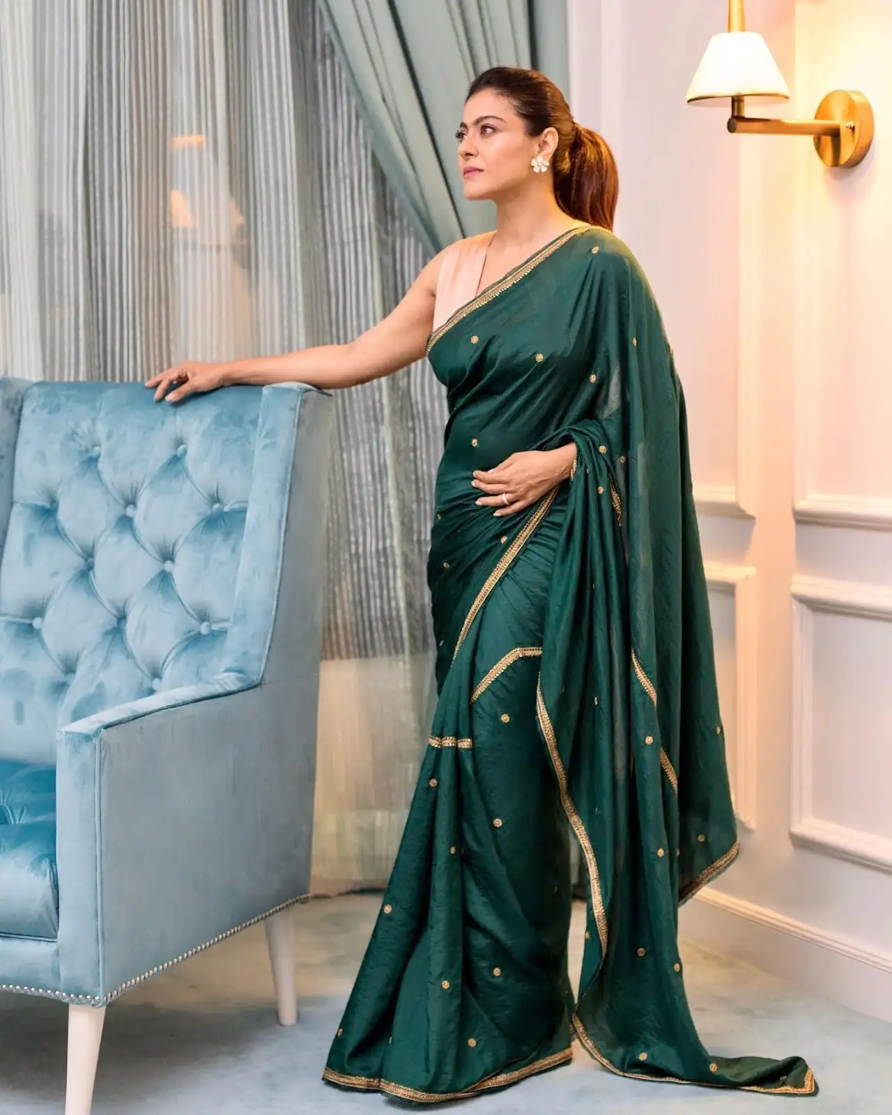 Kajol Devgan in Traditional Green Color saree